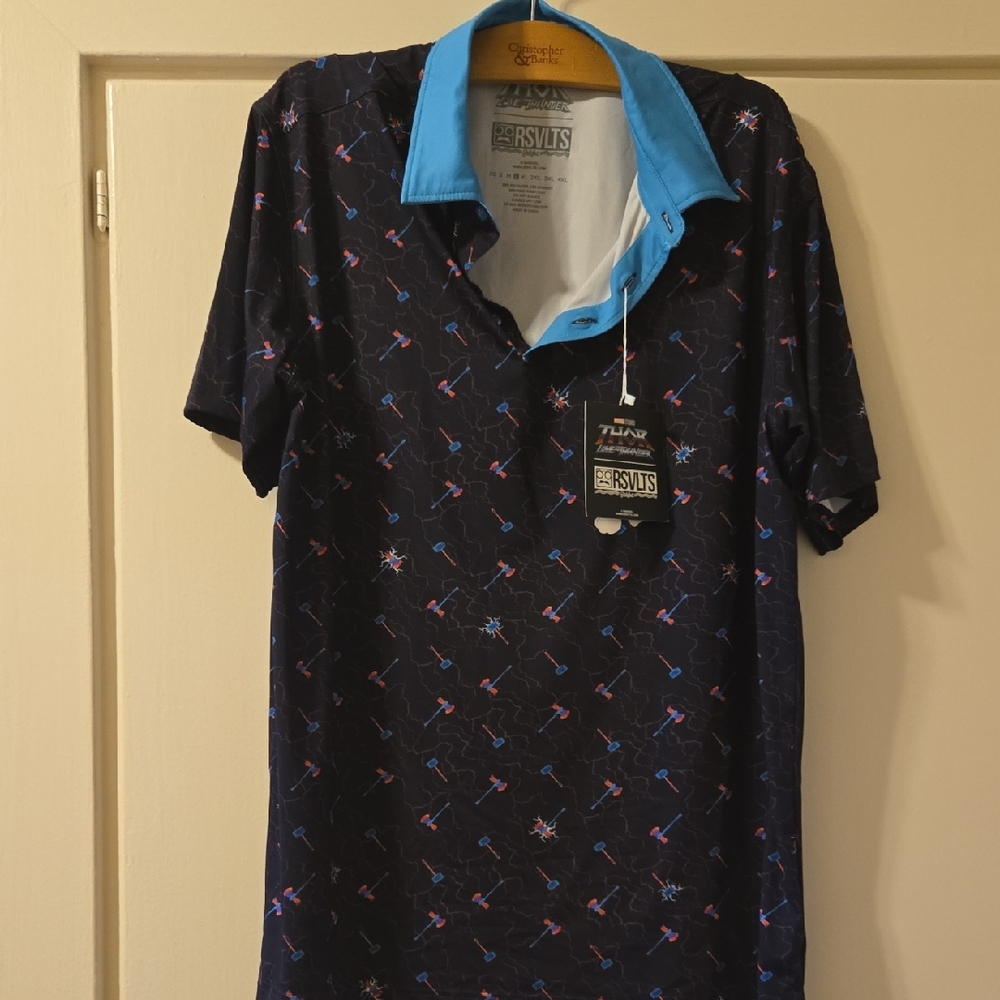 RSVLTS MARVEL THOR Men's Blue and Black Polo Shirt